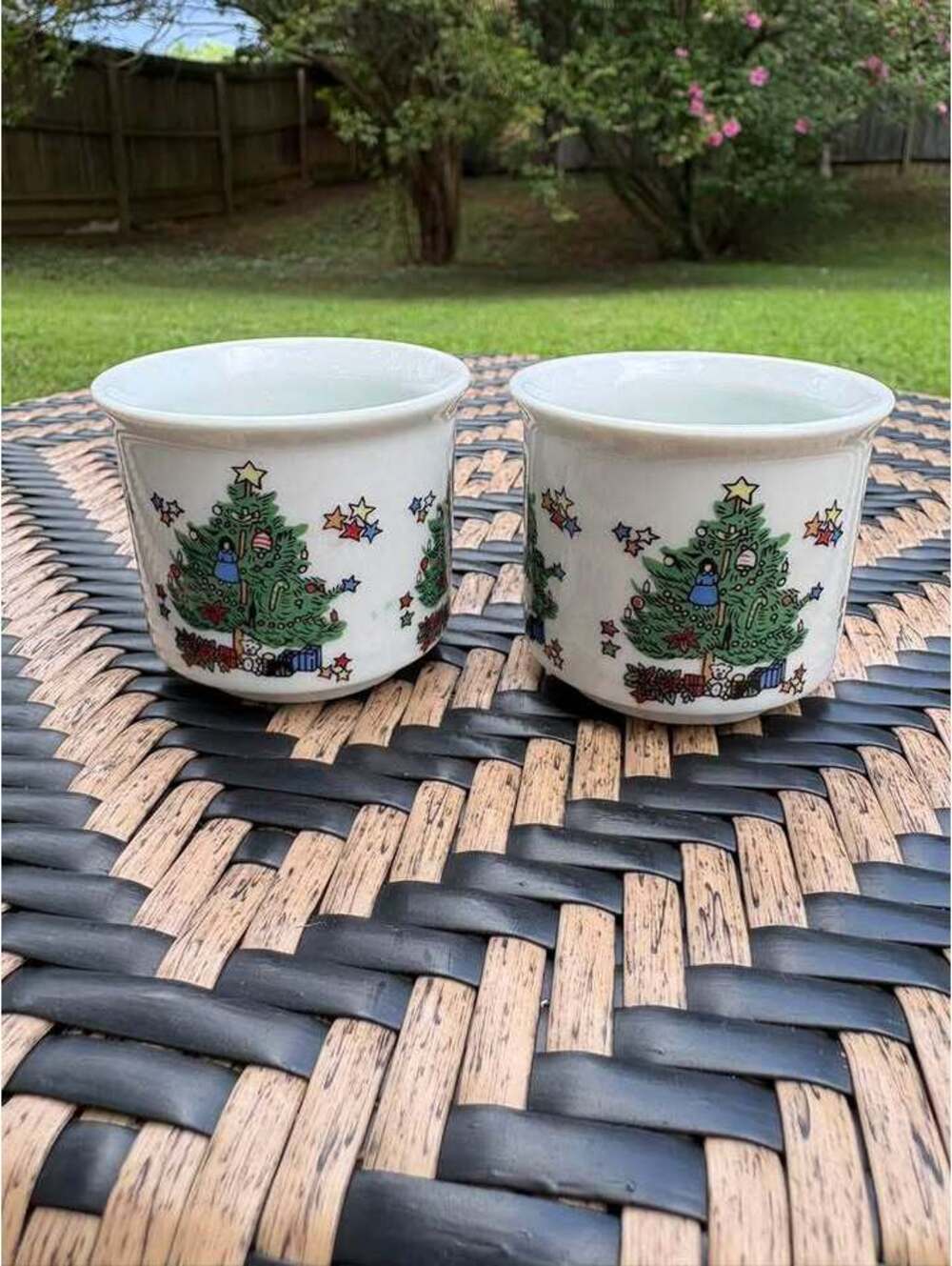 Christmas Tree Set 2 Votive Cups Tealight Candle Holders